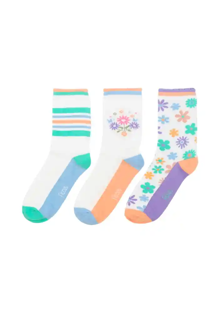 Pack Triple Calcetines Kids Niña 638 Pack 3 Colores 34/36