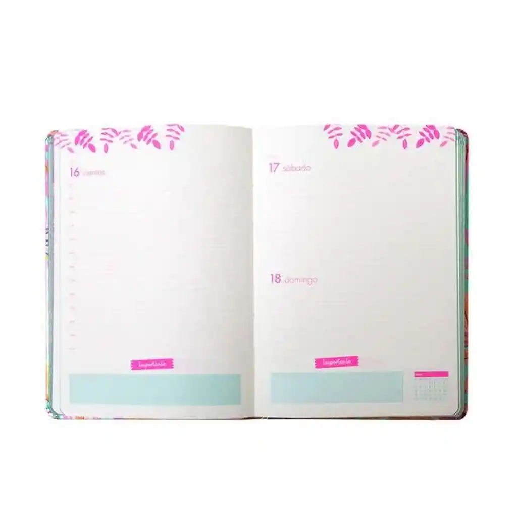 Agenda 2025 Con Formato Día Por Páginas Con Elástico Y Foil Diseño Floral