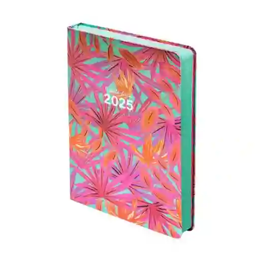 Agenda 2025 Con Formato Día Por Páginas Con Elástico Y Foil Diseño Floral