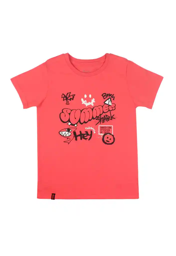 Polera Kids Niño Estampada Day To Day 723 Coral 4 Años