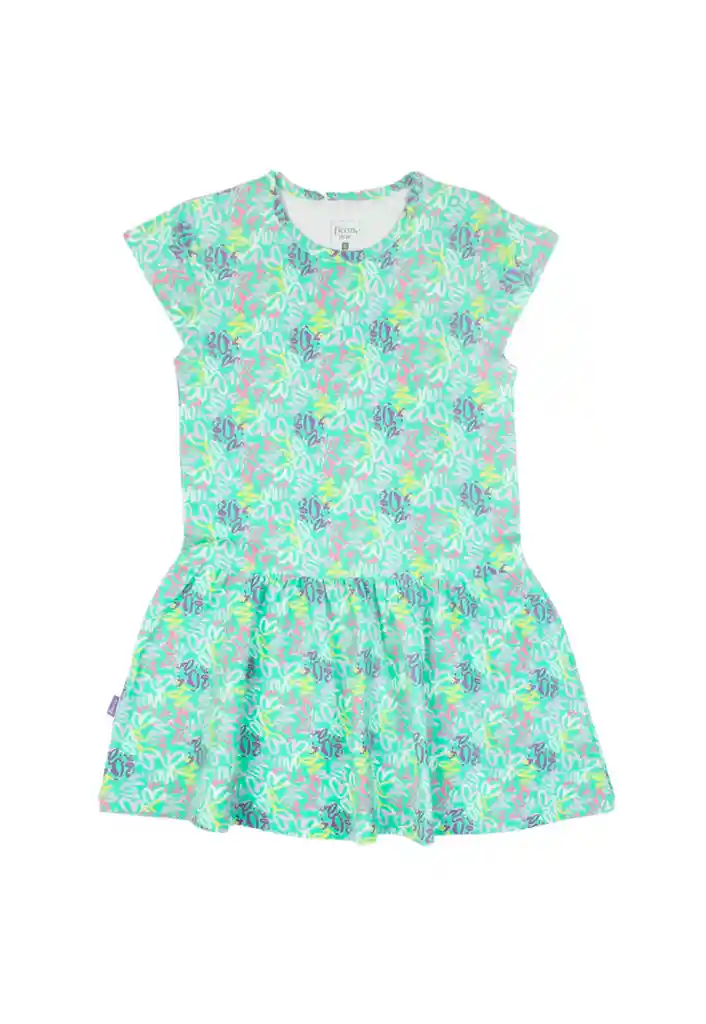 Vestido Kids Niña Estampado Day To Day 753 Menta 6 Años