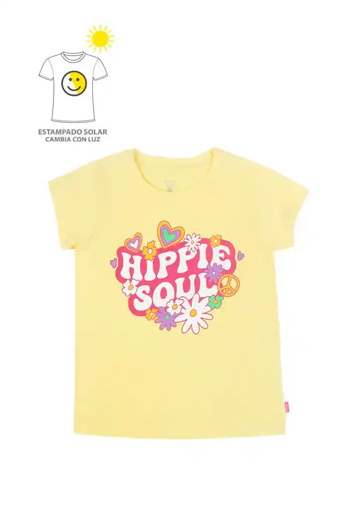 Polera Junior Niña Estampado Solar 799 Amarillo 10 Años