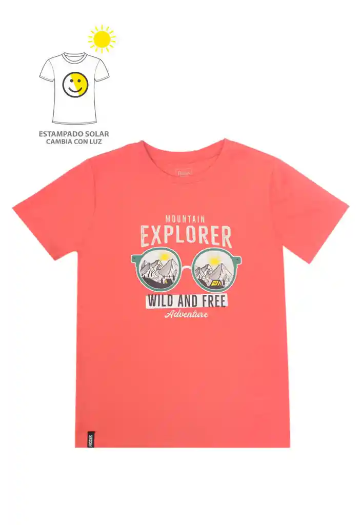 Polera Junior Niño Estampado Solar 797 Coral 8 Años