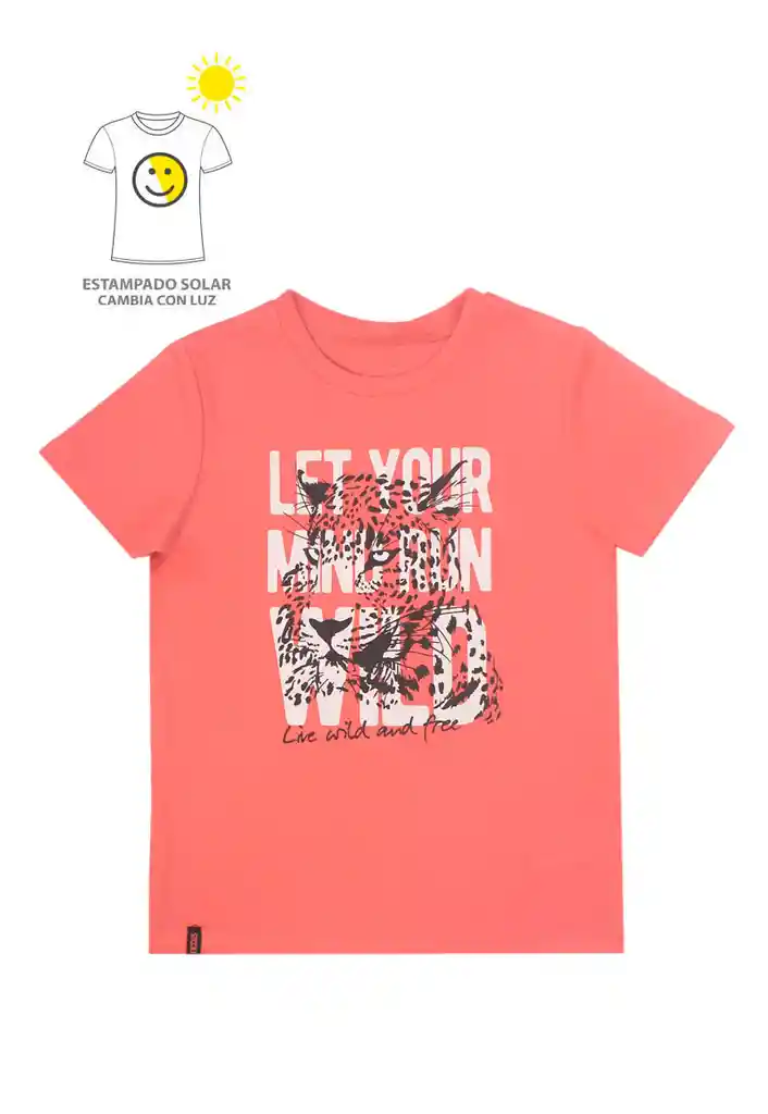 Polera Kids Niño Estampado Solar 793 Coral Claro 6 Años