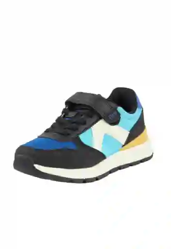 Zapatilla Sport Jogging Velcro Elástico Junior Niño 935 Azulino 34