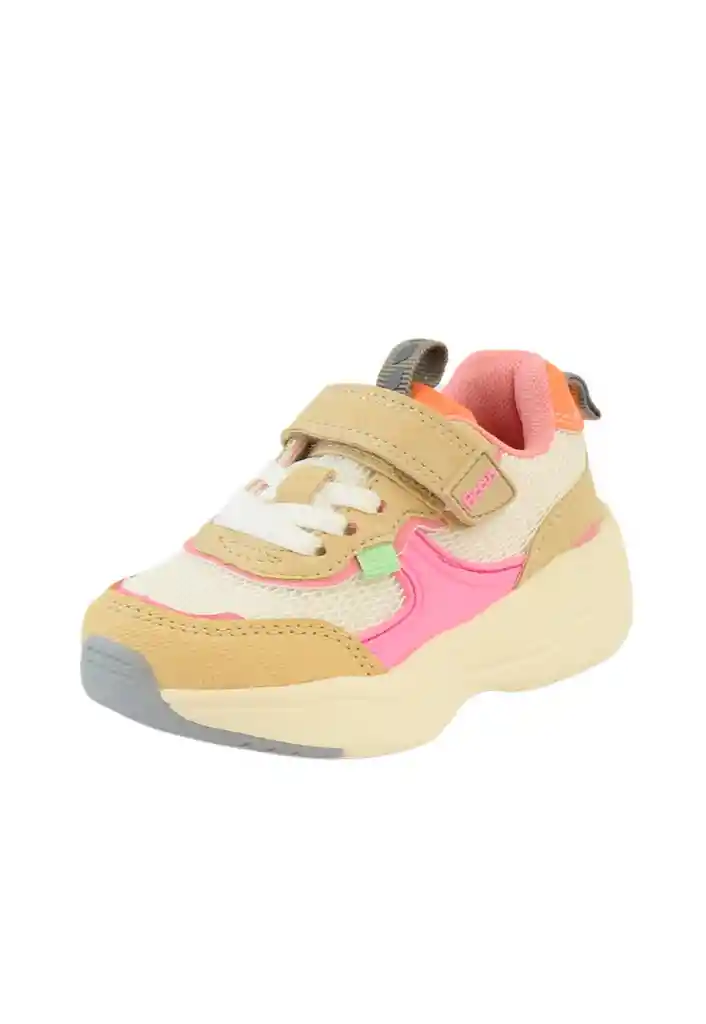 Zapatilla Sport Velcro Elástico Kids Niña 870 Beige 28