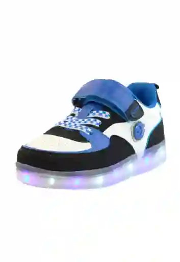 Zapatilla Led Velcro Elástico Junior Niño  952 Negro 36