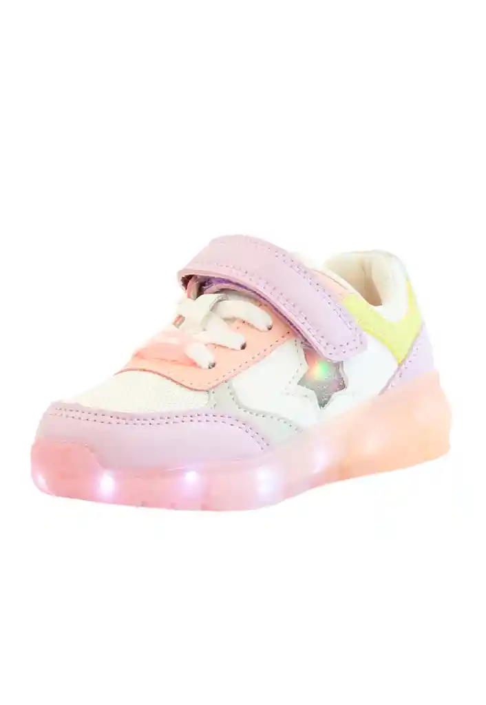 Zapatilla Led Velcro Elástico Junior Niña  951 Lila 35