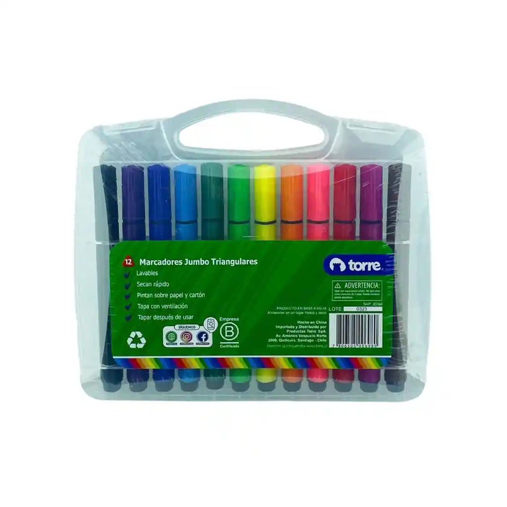 Set De Marcadores Triangulares Jumbo 12 Colores