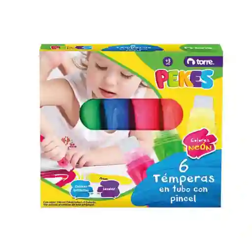 Temperas En Tubo Neon Pekes 6 Colores