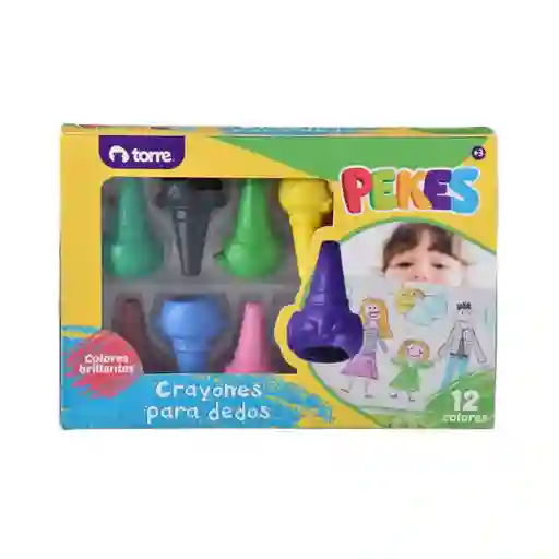 Crayones Cera Para Dedos Pekes 12 Colores