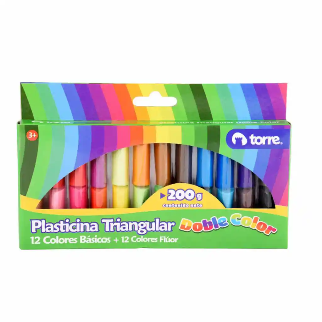 Plasticinas Triangulares Doble Color 24 Colores