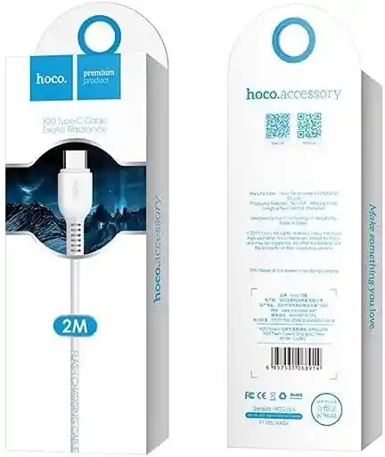 Cable Usb A Tipo C Hoco X20 - 2m 2a Blanco