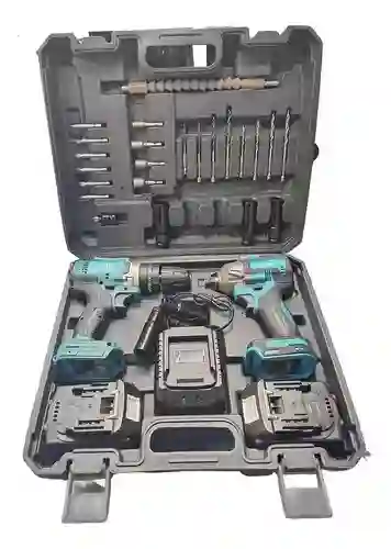 Kit Llave De Impacto Y Taladro Con Brocas Inalambrico