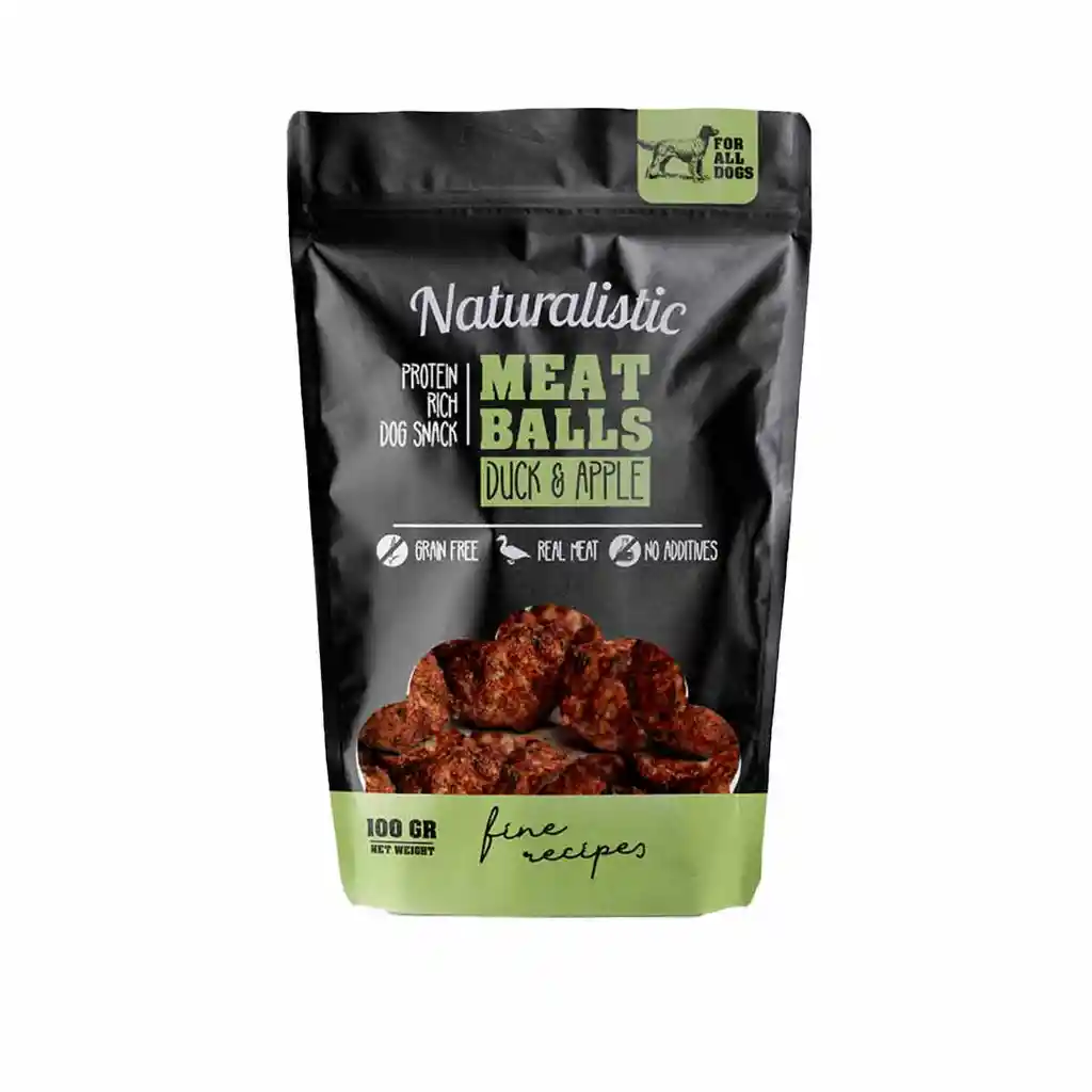 Naturalistic Protein Rich Meatballs Sabor Pato Y Manzana Snack Para Perros 100 Gr