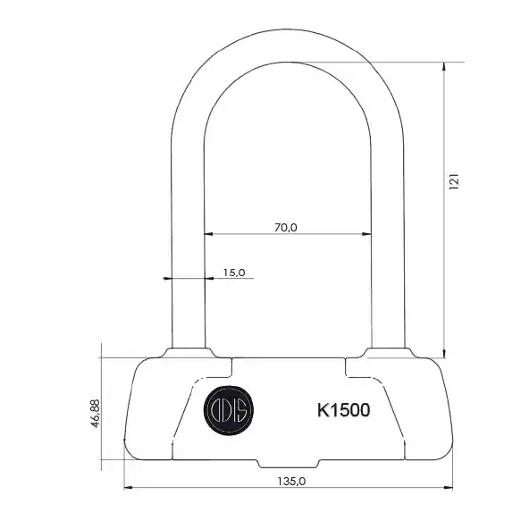 Candado Bicicleta U Lock Odis K1500 15x185mm Negro Azul Llave Mapa