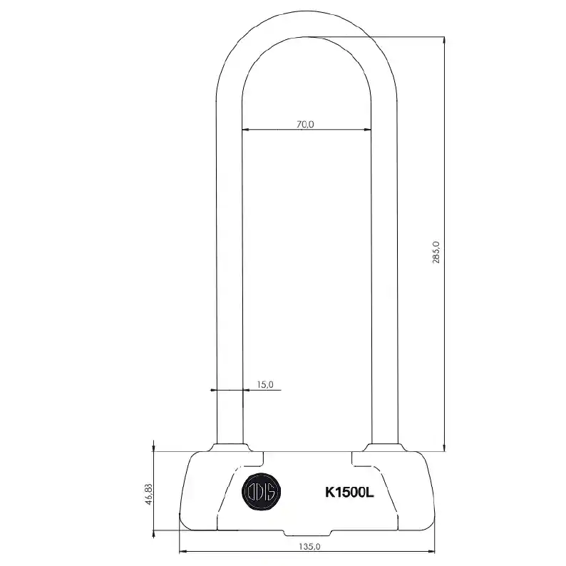 Candado Bicicleta U Lock Odis K1500l 15x285mm Negro Azul Llave Mapa