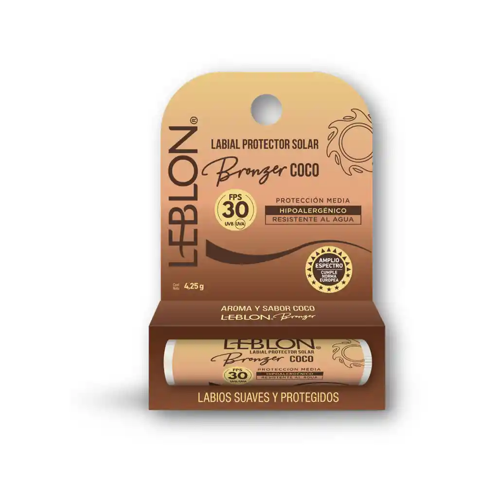 Protector Solar Labios Leblon Bronzer Coco Fps15 4,25 Gr