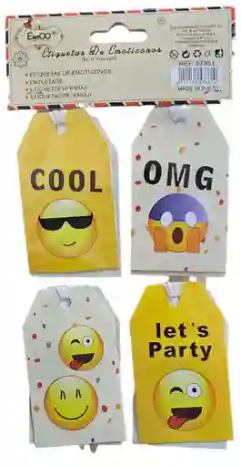 Etiquetas Tags De Papel Emoticones 8unds 8.5x5cm Con Hilo