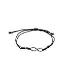 Pulsera Infinito Cordón Negro Plata Fina 925