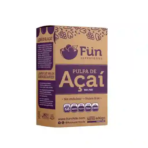 Pulpa De Acai 100 % Puro 400 G Marca Fün Superfoods