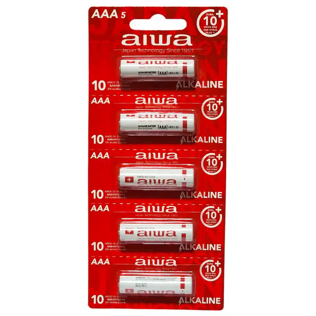 Pack 5 Pilas Alcalinas Aaa Aiwa Lr03 Tira