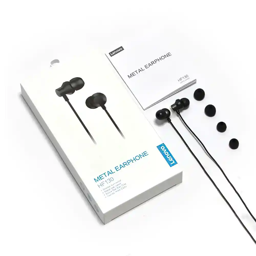 Audífonos In-ear Lenovo Hf130 Negro Metálicos