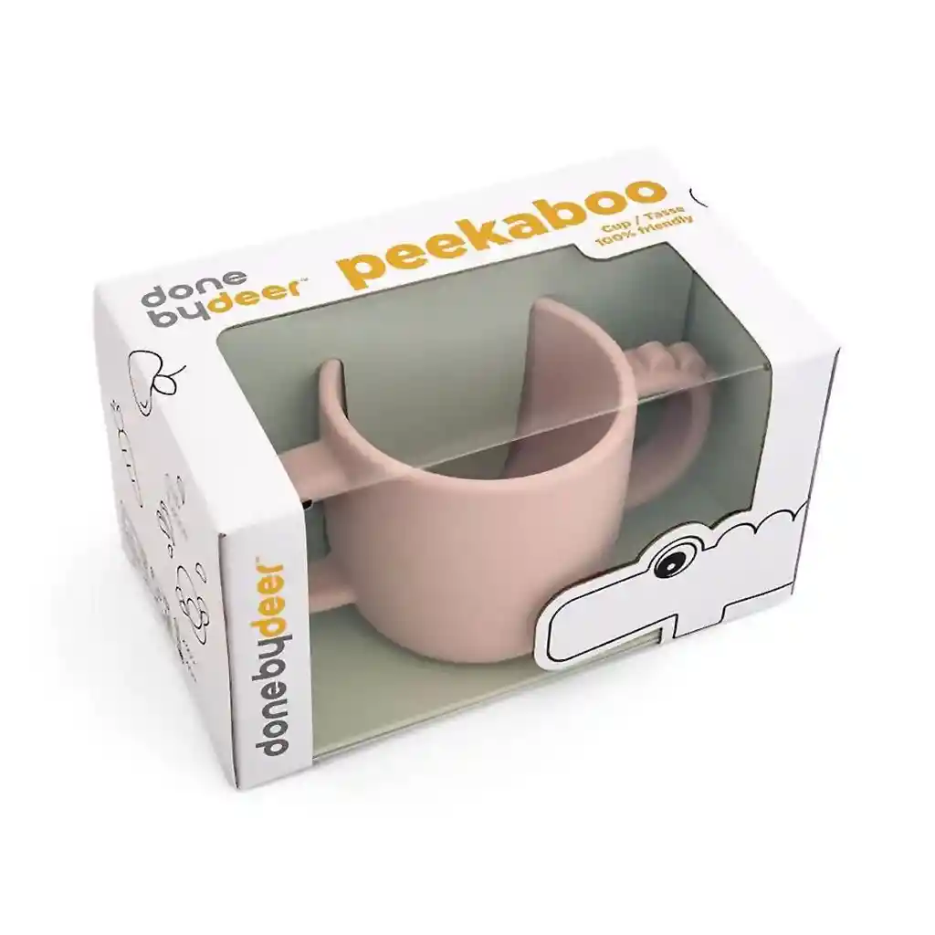 Taza De Silicona Con 2 Asas Peeakboo Croco - Rosa