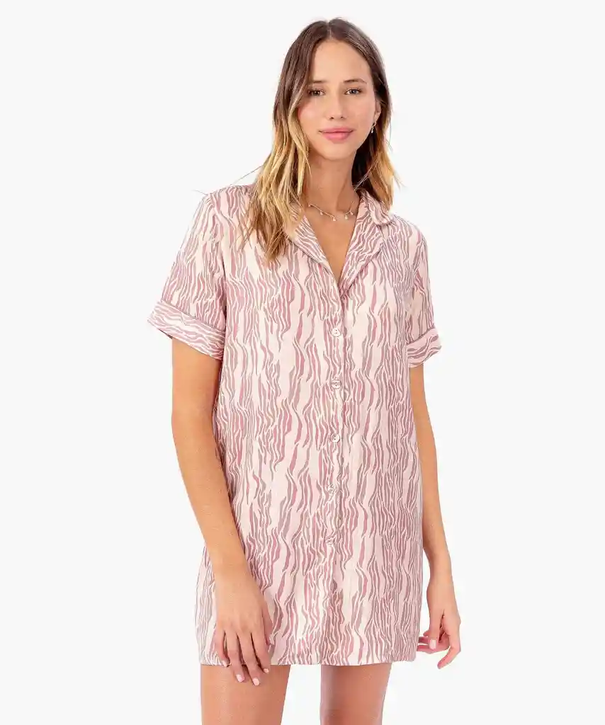 Camisa De Dormir Mujer Cebra Xs Rosado