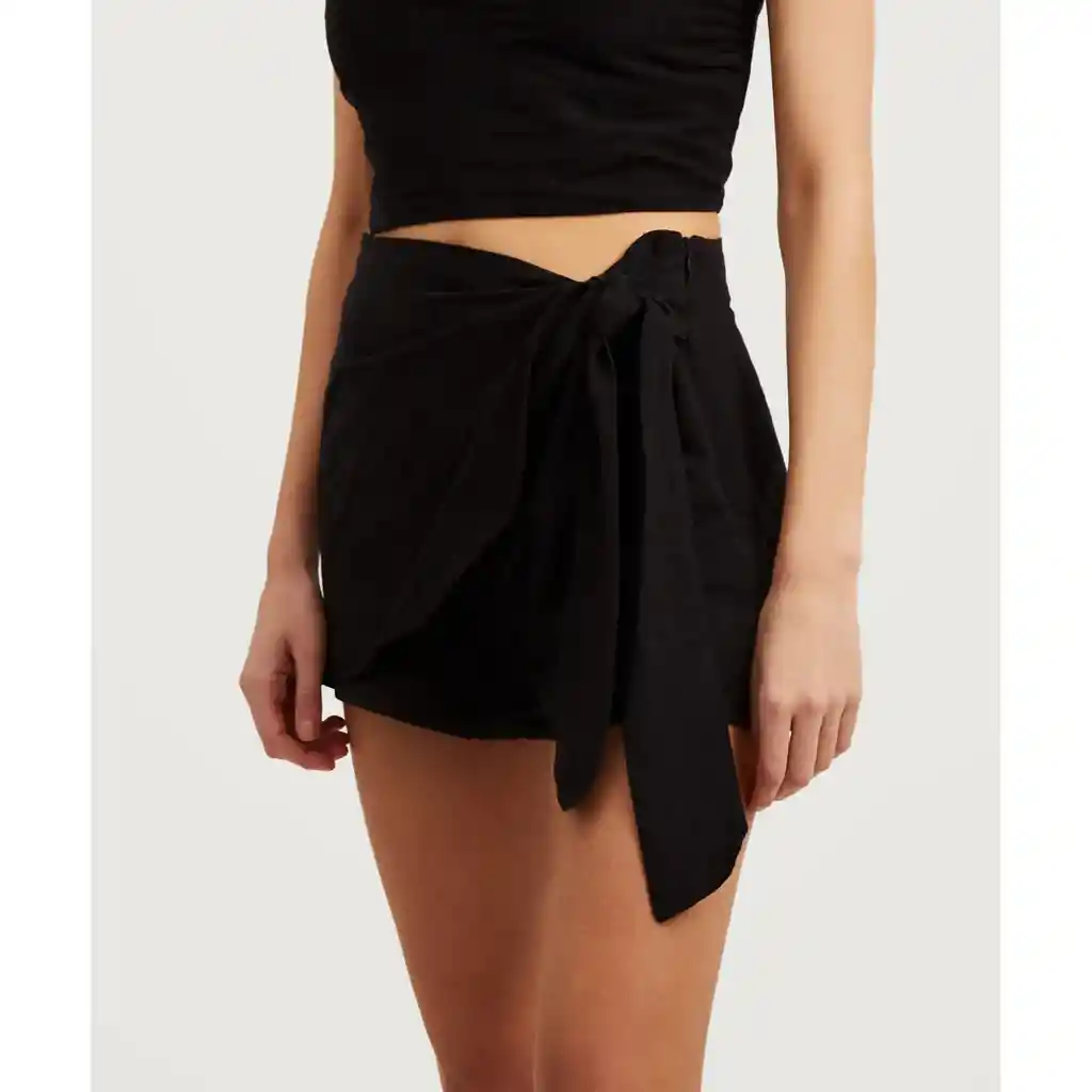 Falda Short Mujer Nudo Xl Negro