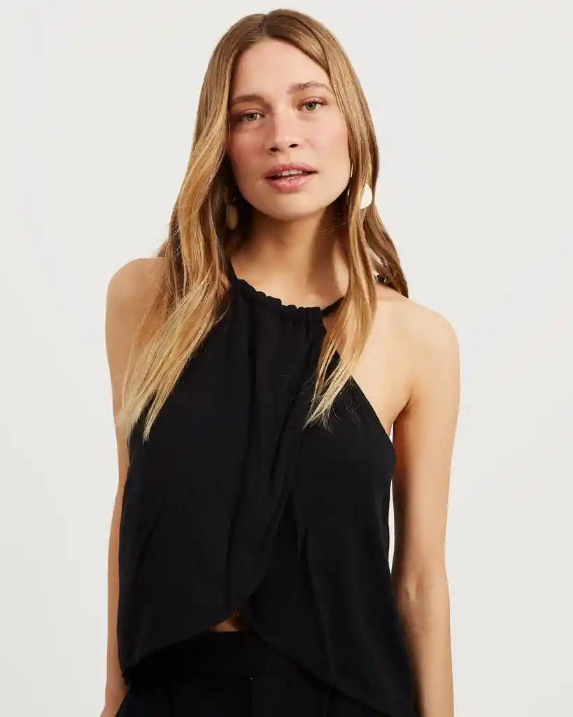 Top Mujer Halter Cruzado Xs Negro