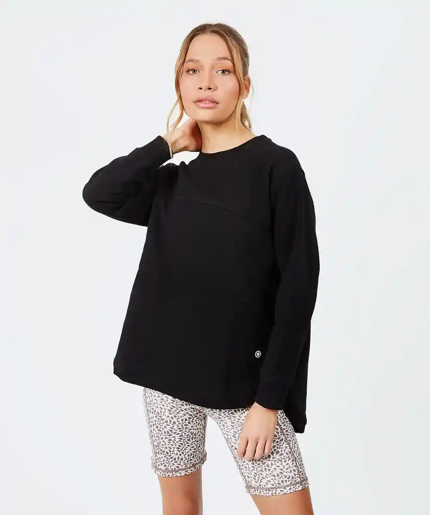 Polerón Mujer Con Bolsillos L Negro