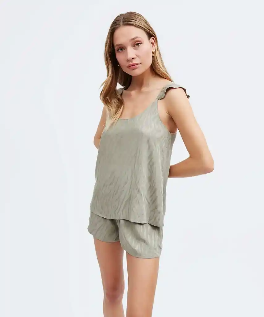 Pijama Mujer Corto Cebra S Verde