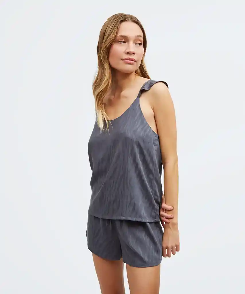 Pijama Mujer Corto Cebra L Gris