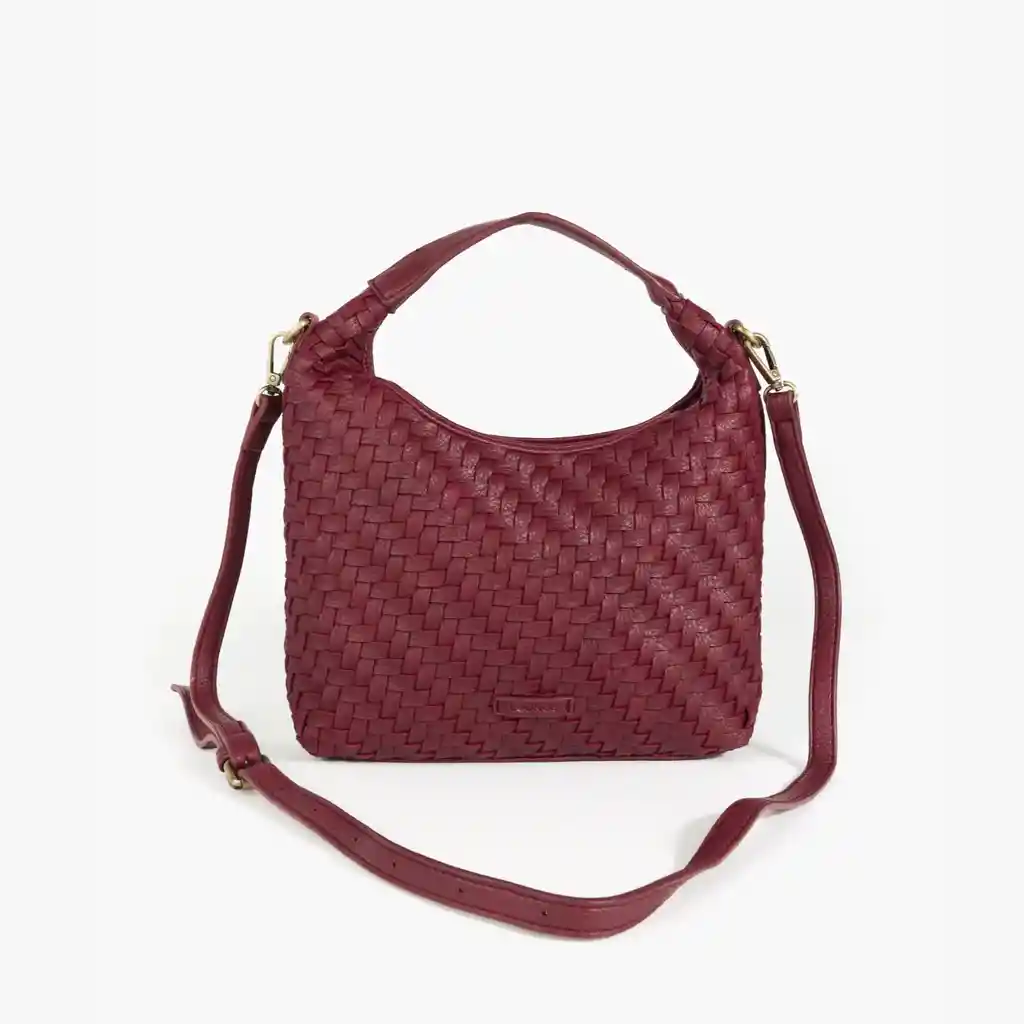 Cartera Bandolera Mujer Tejida Burdeo
