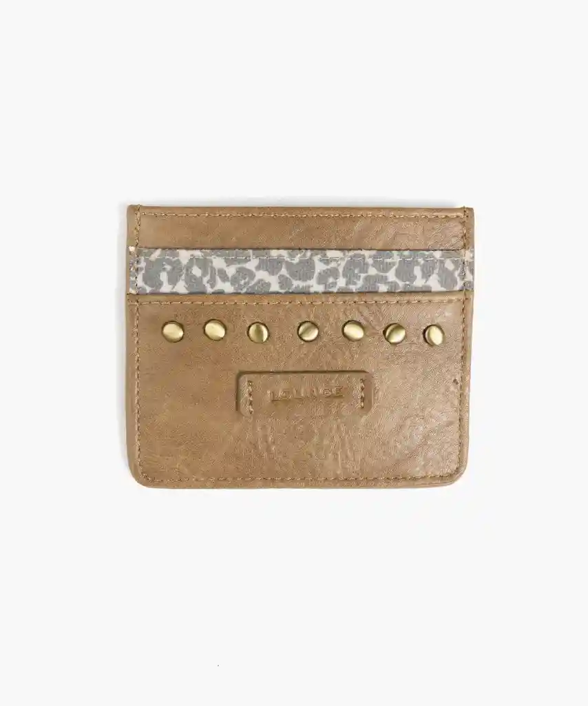 Tarjetero Mujer Tachas Animal Print Café