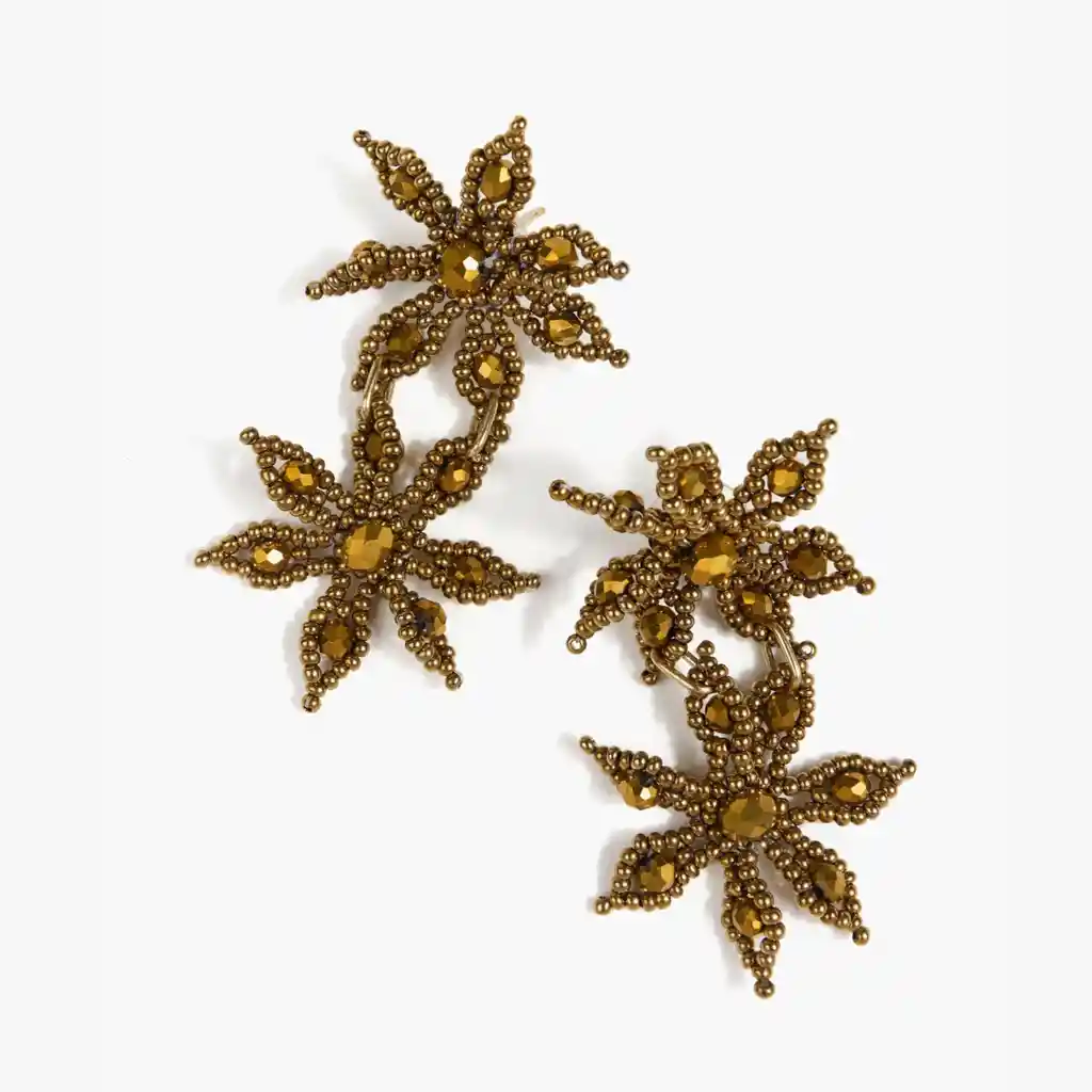 Aros Mujer Flores Dorado