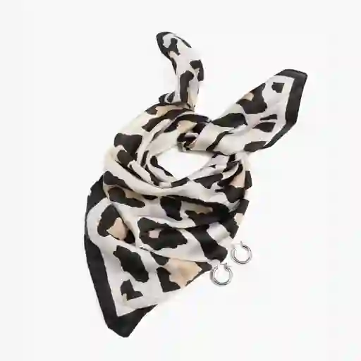 Set Pañuelo Y Aros Mujer Animal Print Clásico Blanco