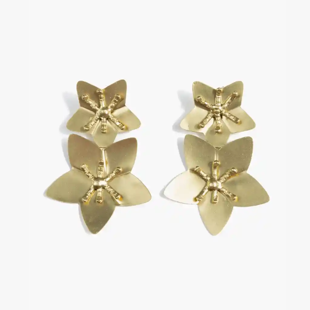 Aros Mujer Flor Polen Dorado