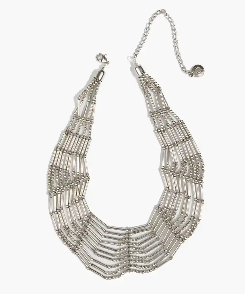 Collar Mujer Choker Babero Plateado