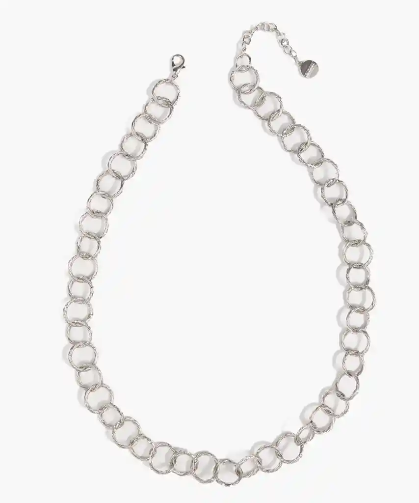 Collar Mujer Eslabones Circulares Plateado