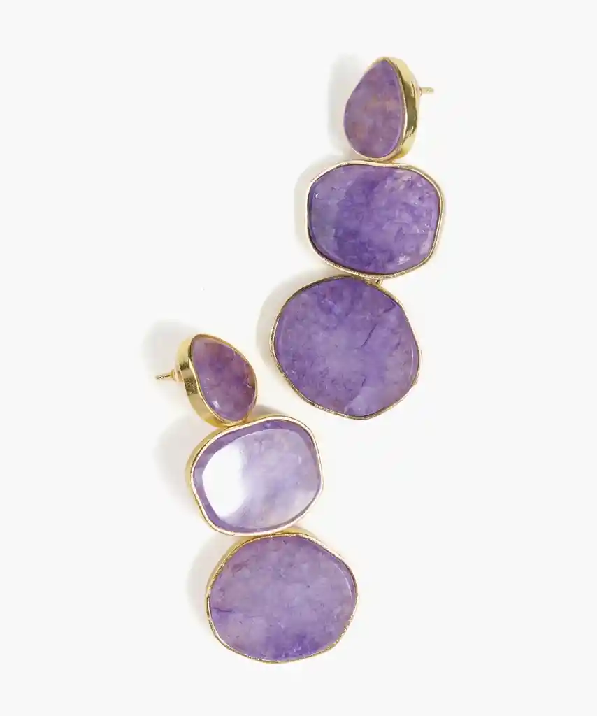 Aros Mujer Piedras Naturales Lila