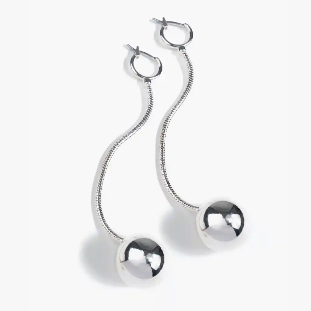 Aros Mujer Borla Plateado
