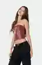 Wine Strapless Crop Top