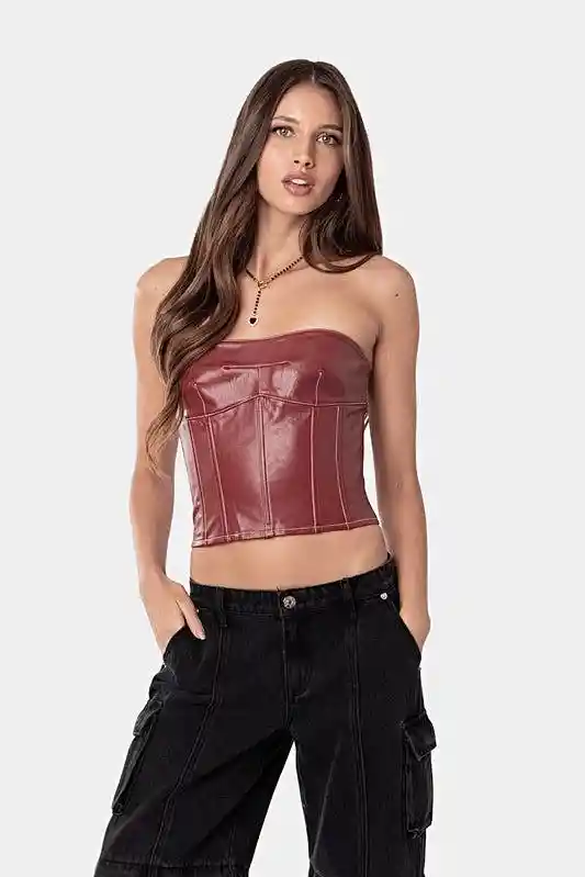 Wine Strapless Top L