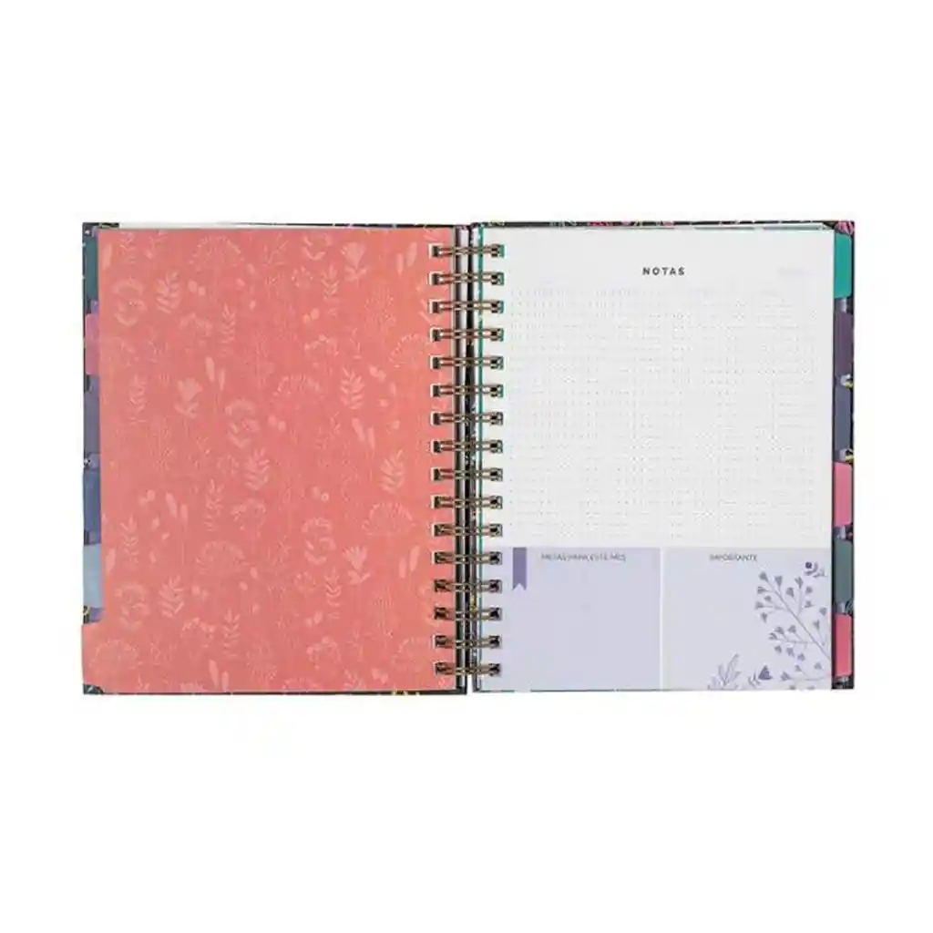 Planner 12 Meses Semana A La Vista Blackflower 17x21cm