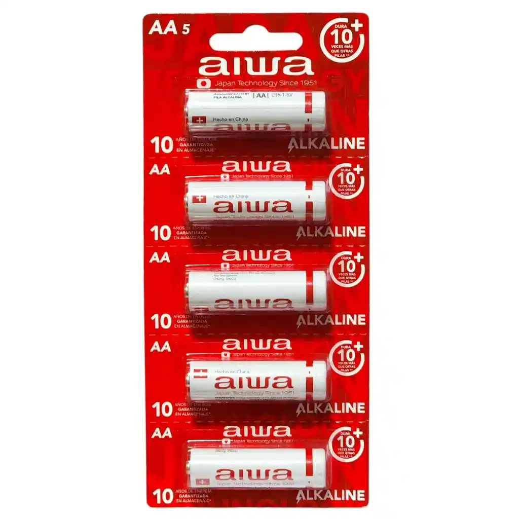 Pack 5 Pilas Alcalinas Aa Aiwa Lr6 Tira