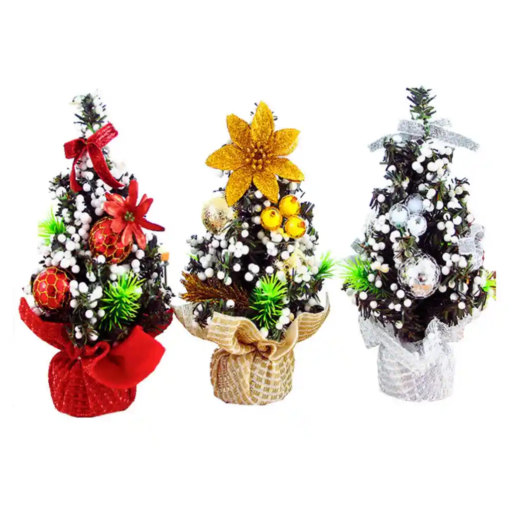 Pack De 3 Arbolitos De Navidad Mini De 22 Cm