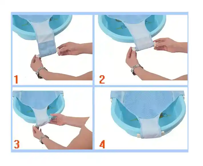 Hamaca Malla Para Bañera Tina De Bebe 4 Puntas Azul