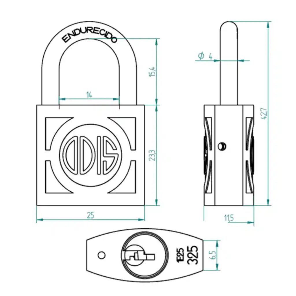 Candado Odis 325 25mm - Bronce Forjado